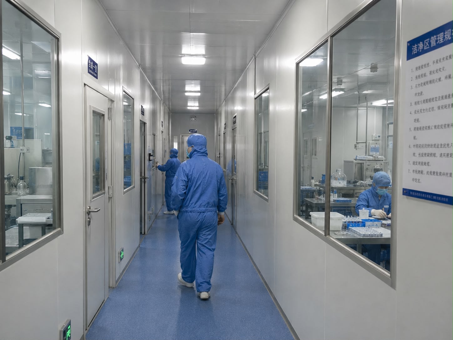 Certified cleanroom facility corridor